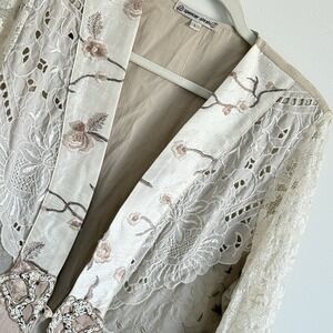 Spencer Alexis Silk Blend Jacket Boho‎  Patchwork Lace Cardigan Woman Sz L